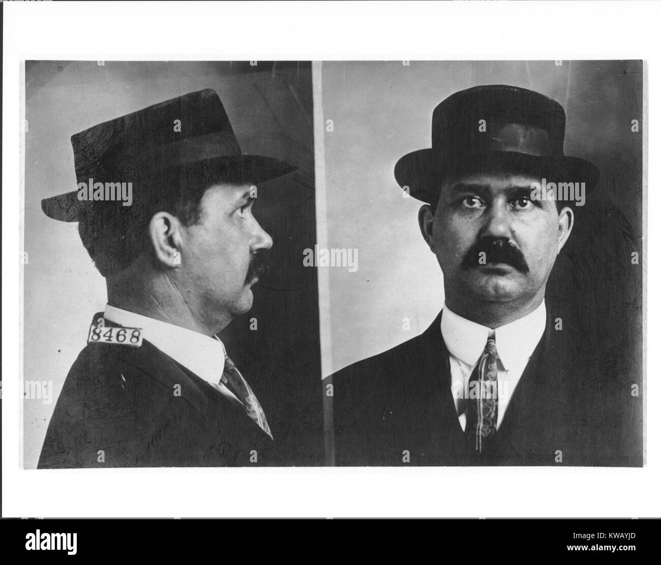 Prison photograph of Leavenworth inmate John L. McMonigle, who spent nearly a year in prison for violating the Oleomargarine Act, 1886. Stock Photo