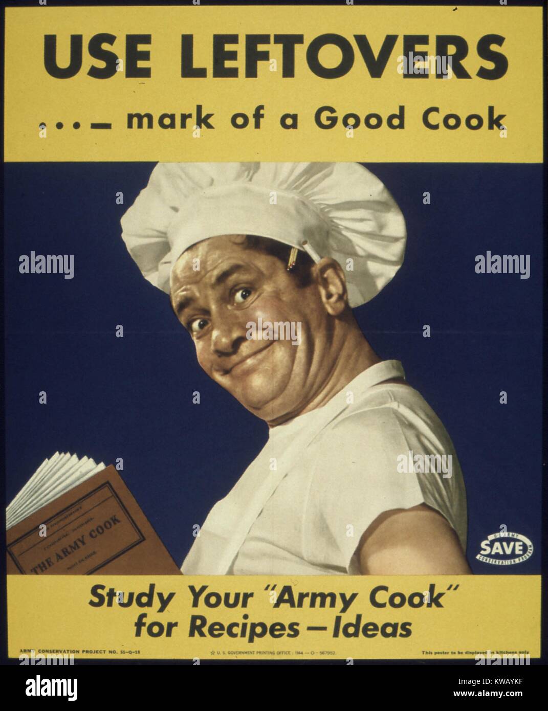 Government issued wartime poster encouraging Americans to make use of leftovers, 1941. Stock Photo