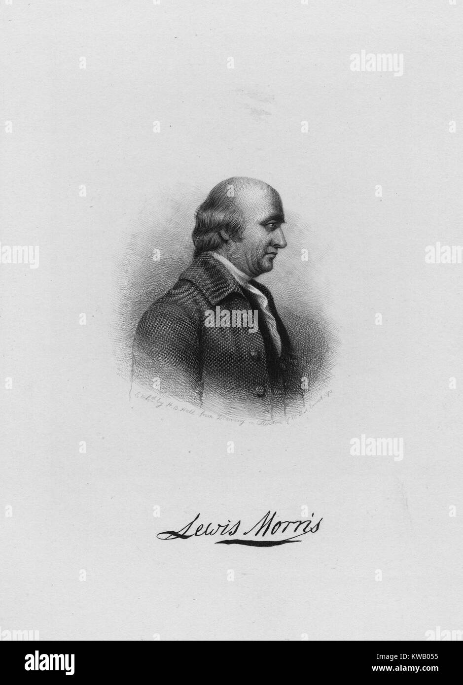 Engraved portrait of Lewis Morris, delegate to the Continental Congress and signer of the Declaration of Independence, 1836. From the New York Public Library. Stock Photo