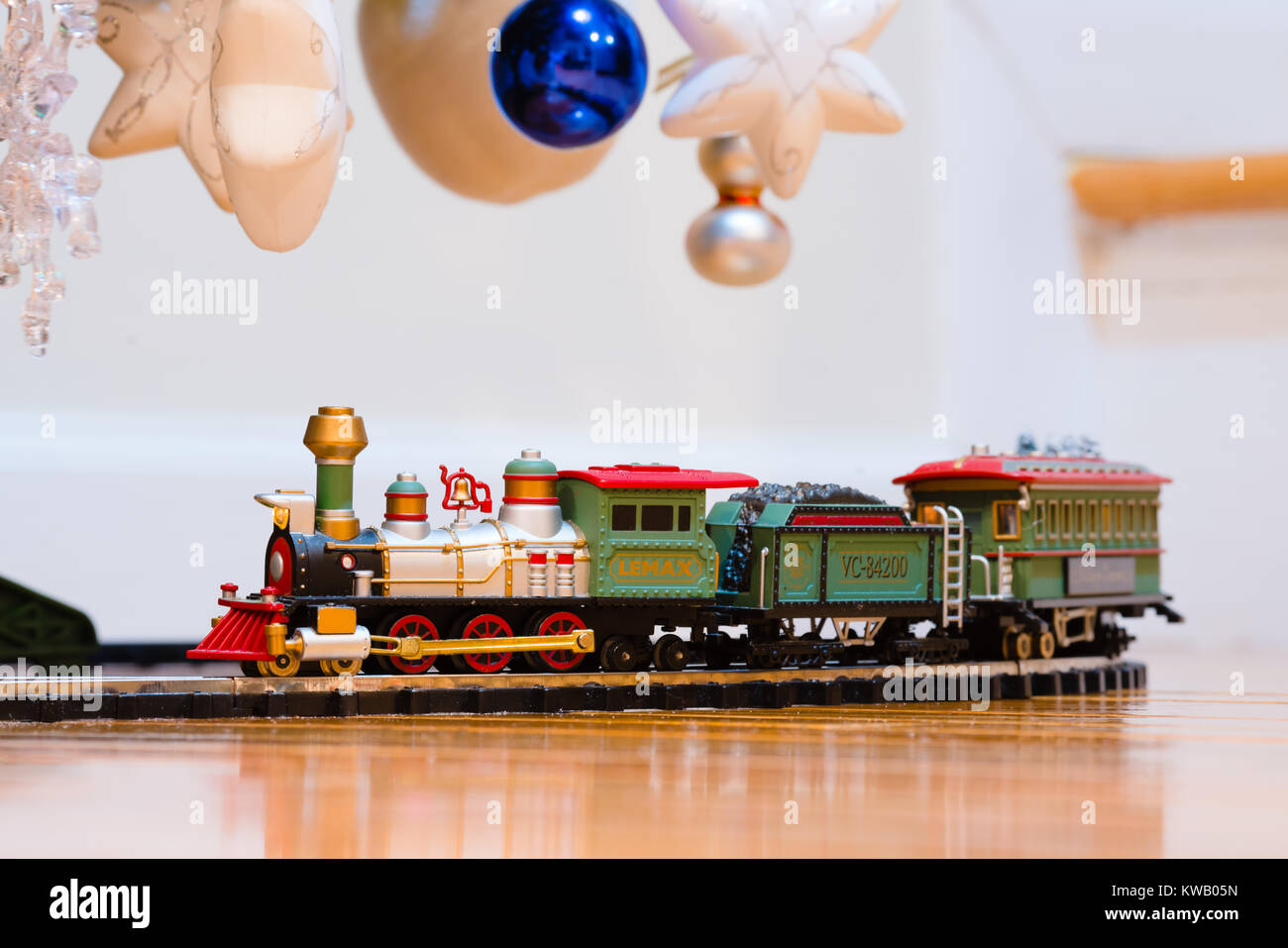 the Christmas toy train Stock Photo
