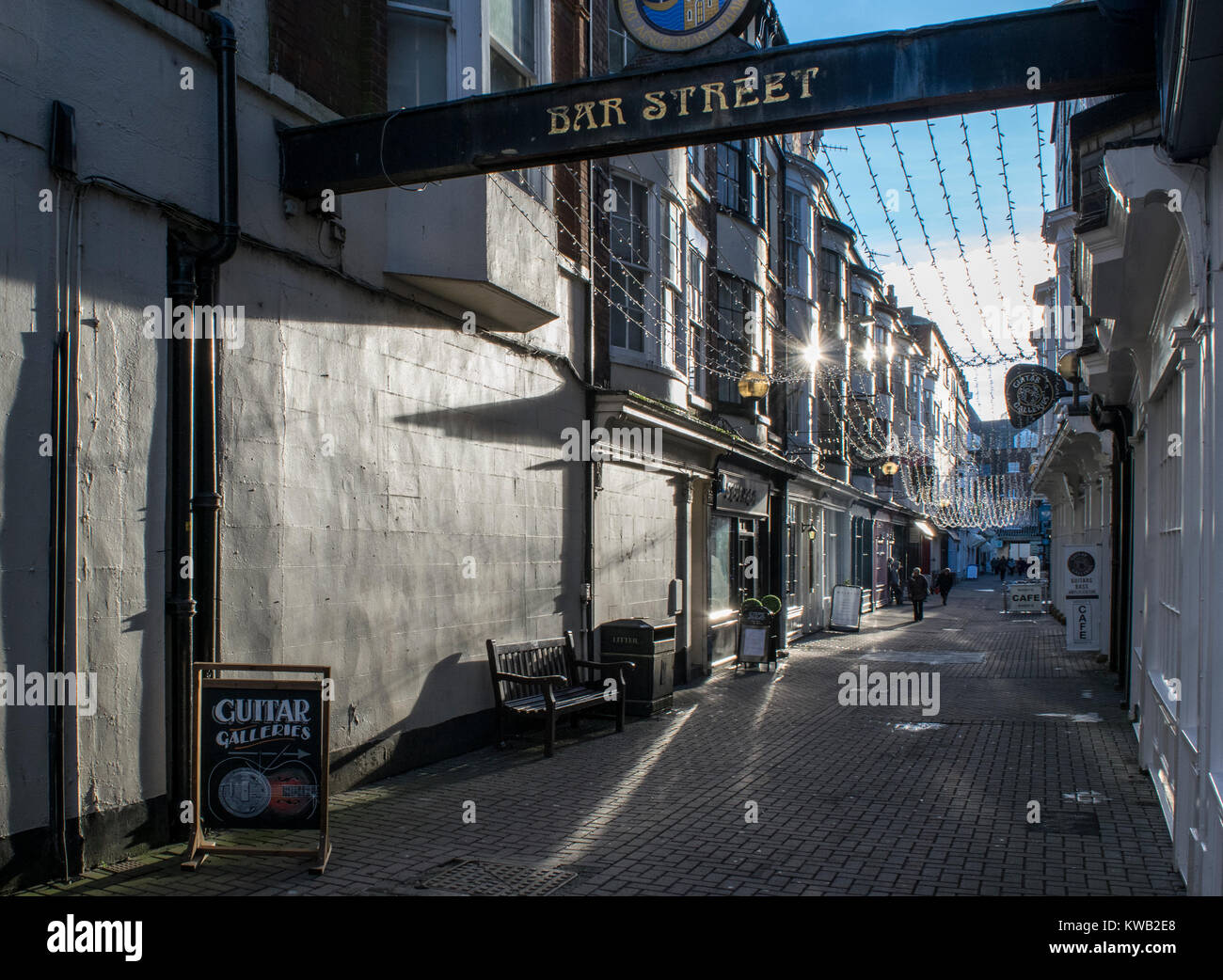 Christmas shopping on Bar Street in Scarborough town centre on a