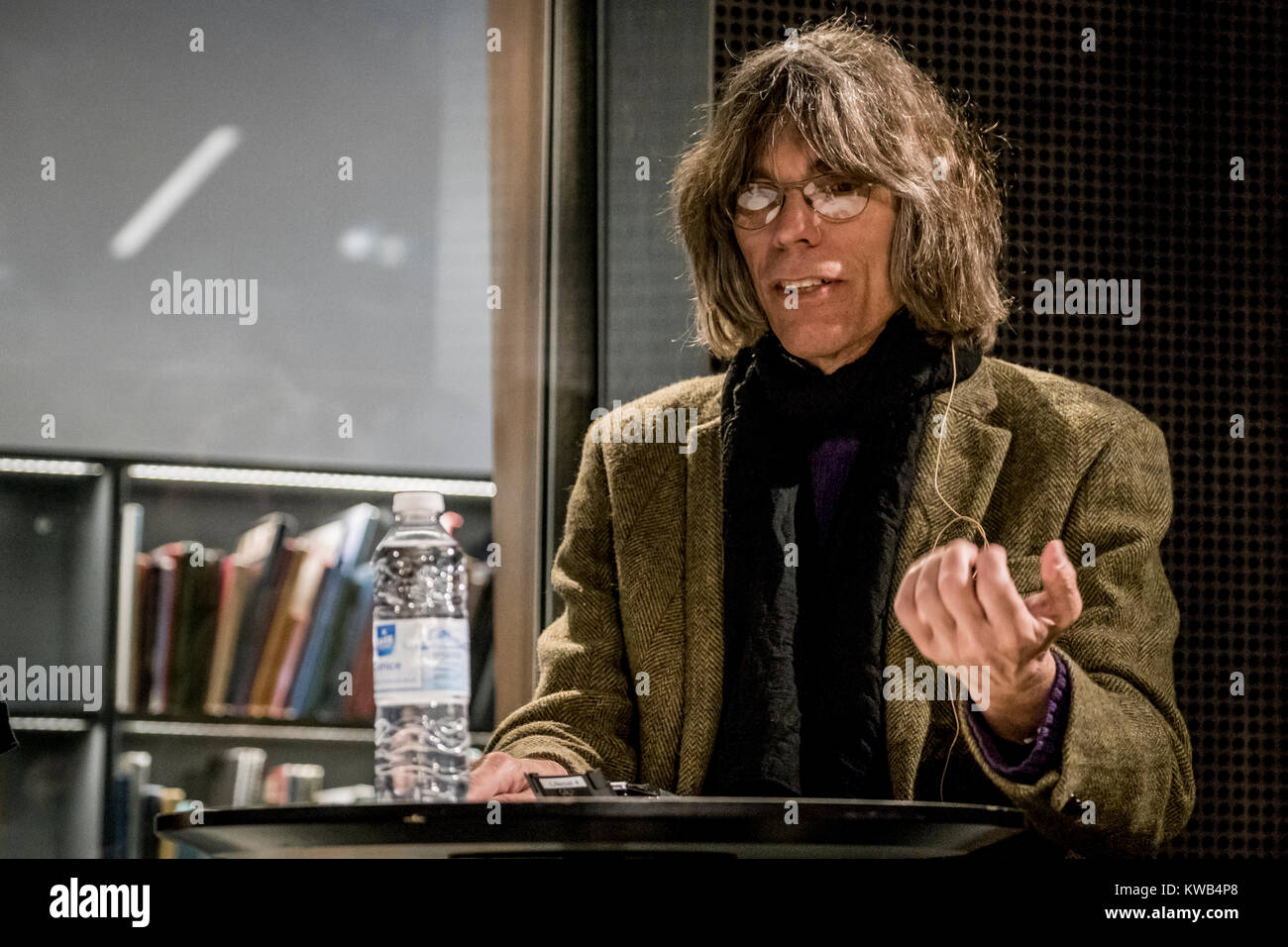 Aarhus, Denmark - May 7, 2017. David Fricke, senior editor at Rolling Stone  magazine, seen at a panel talk during the Danish showcase festival and  music conference Spot Festival 2017 in Aarhus Stock Photo - Alamy