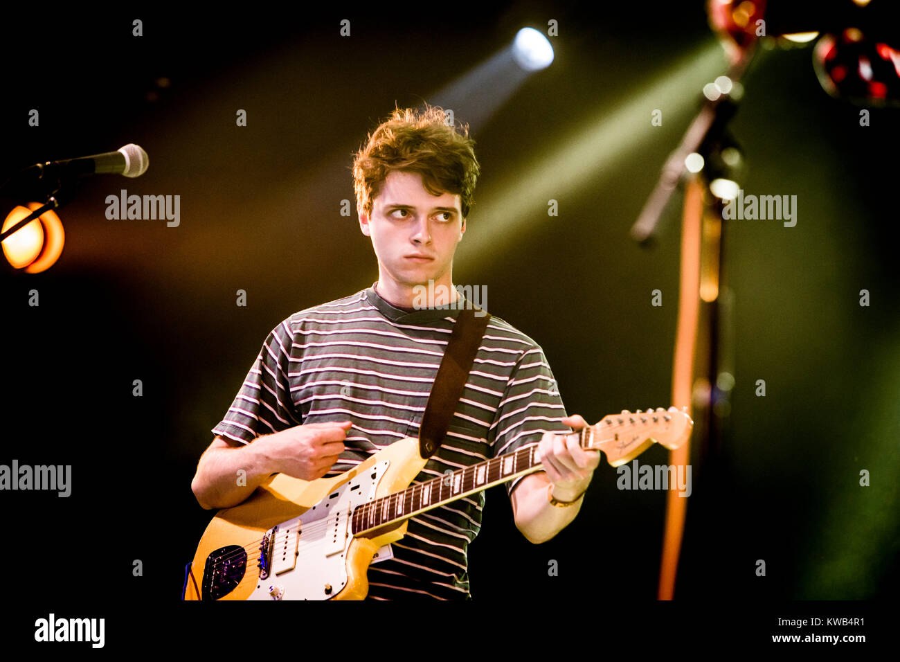 The American indie rock band Deerhunter performs a live concert at the Arena Stage at Roskilde Festival 2014. Here guitarist and musician Frankie Broyles is pictured live on stage. Denmark 06.07.2014. Stock Photo