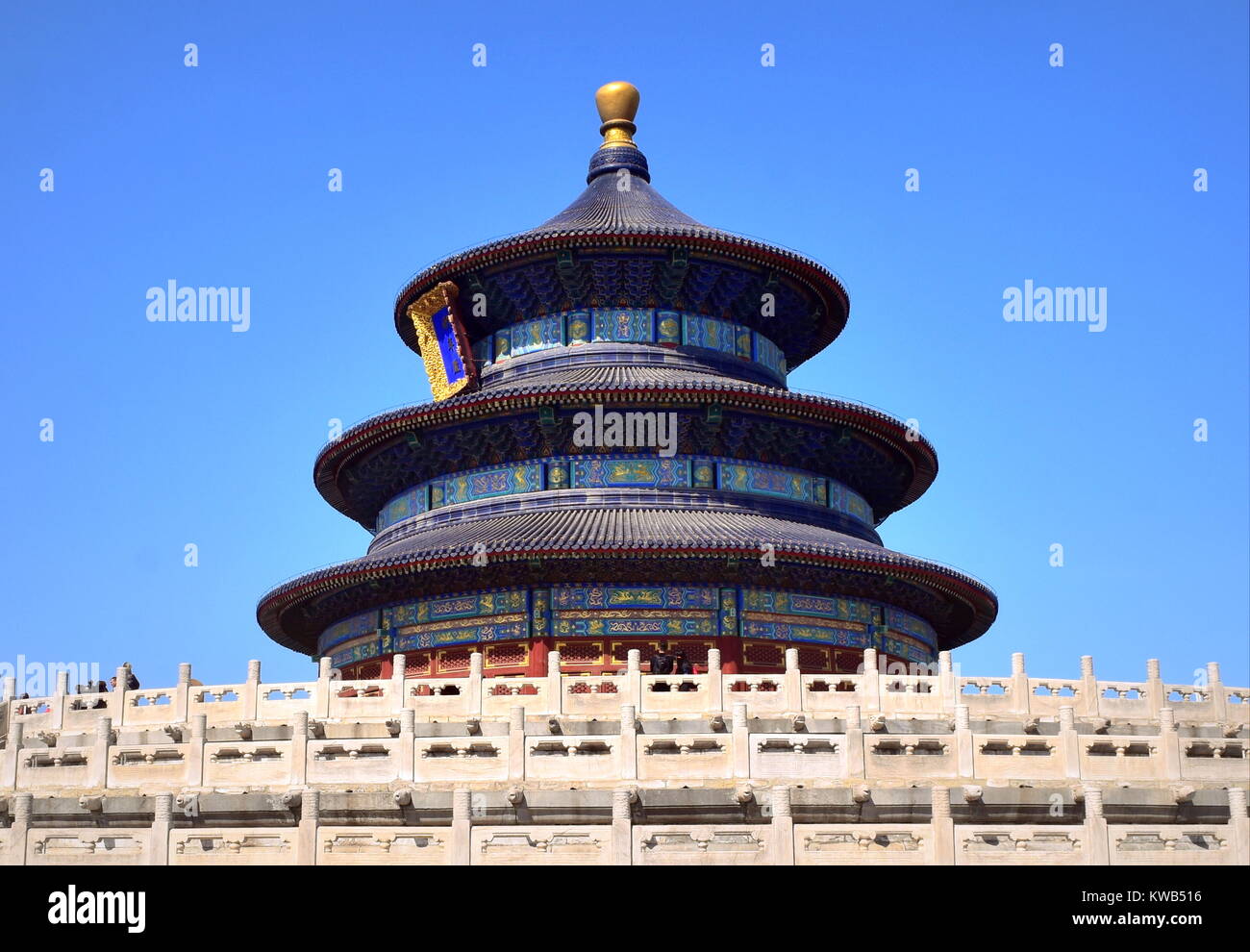 Temple of Heaven under Beijing clean blue sky - side view Stock Photo