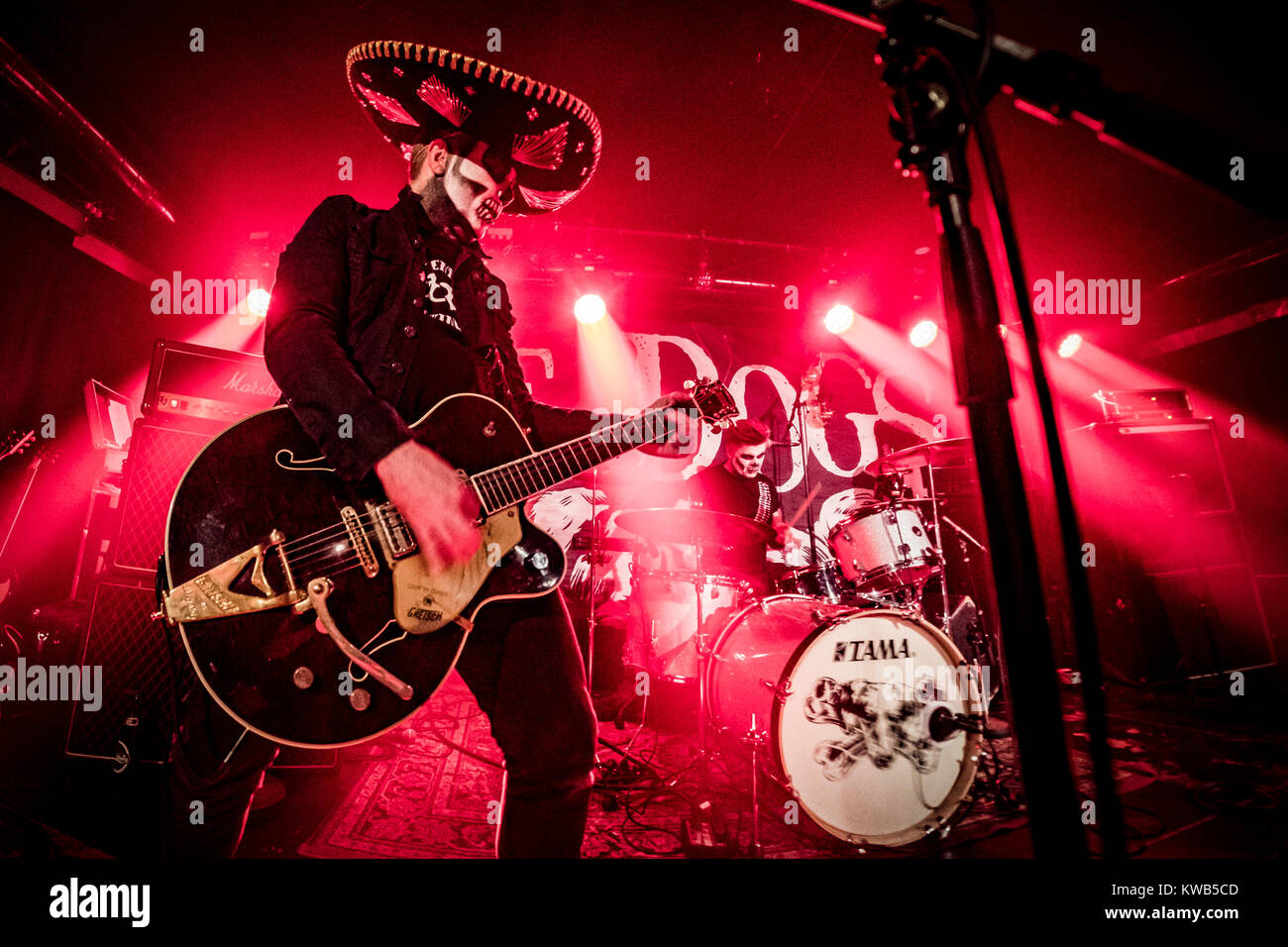 The Danish psychobilly, surf punk band Hola Ghost performs a live