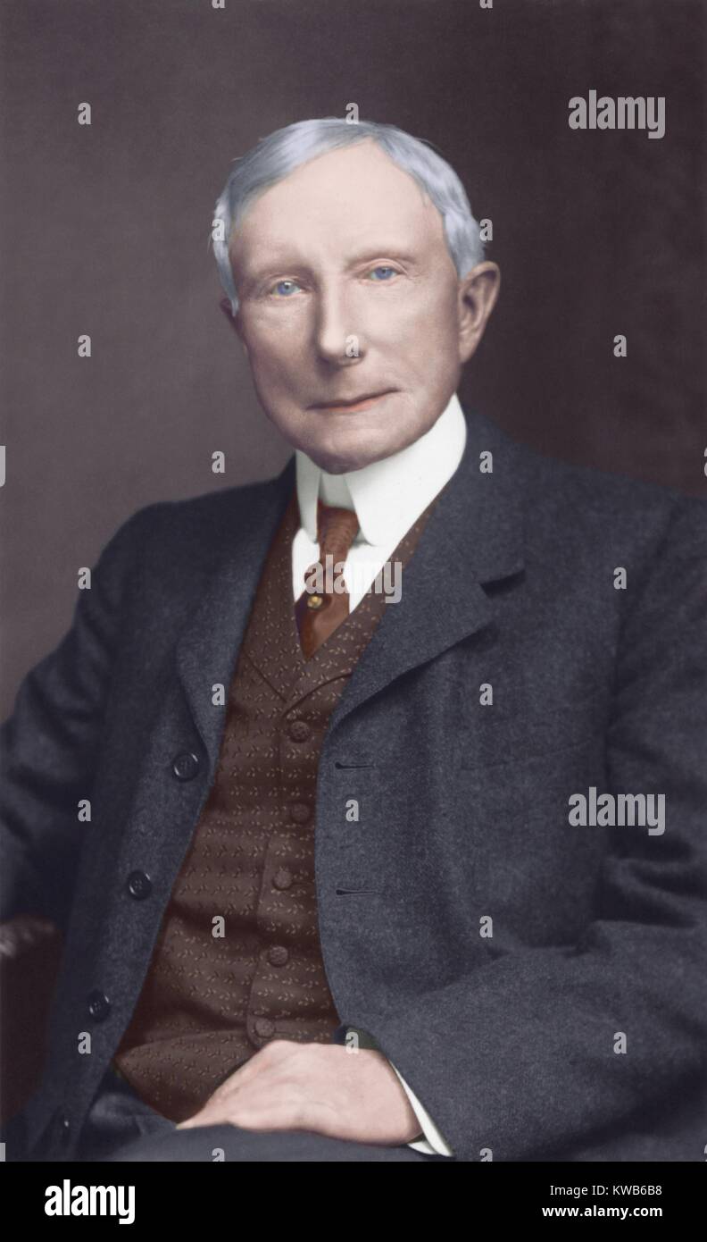 John D. Rockefeller in his 70s, at the beginning of his long 'retirement' from the Standard Oil Company. He was the richest man in America and devoted the remainder of his life to medical and scientific philanthropy. Studio portrait, c. 1900, with digital (BSIC 2016 9 14) 7 Continents History/Everett Collection Stock Photo
