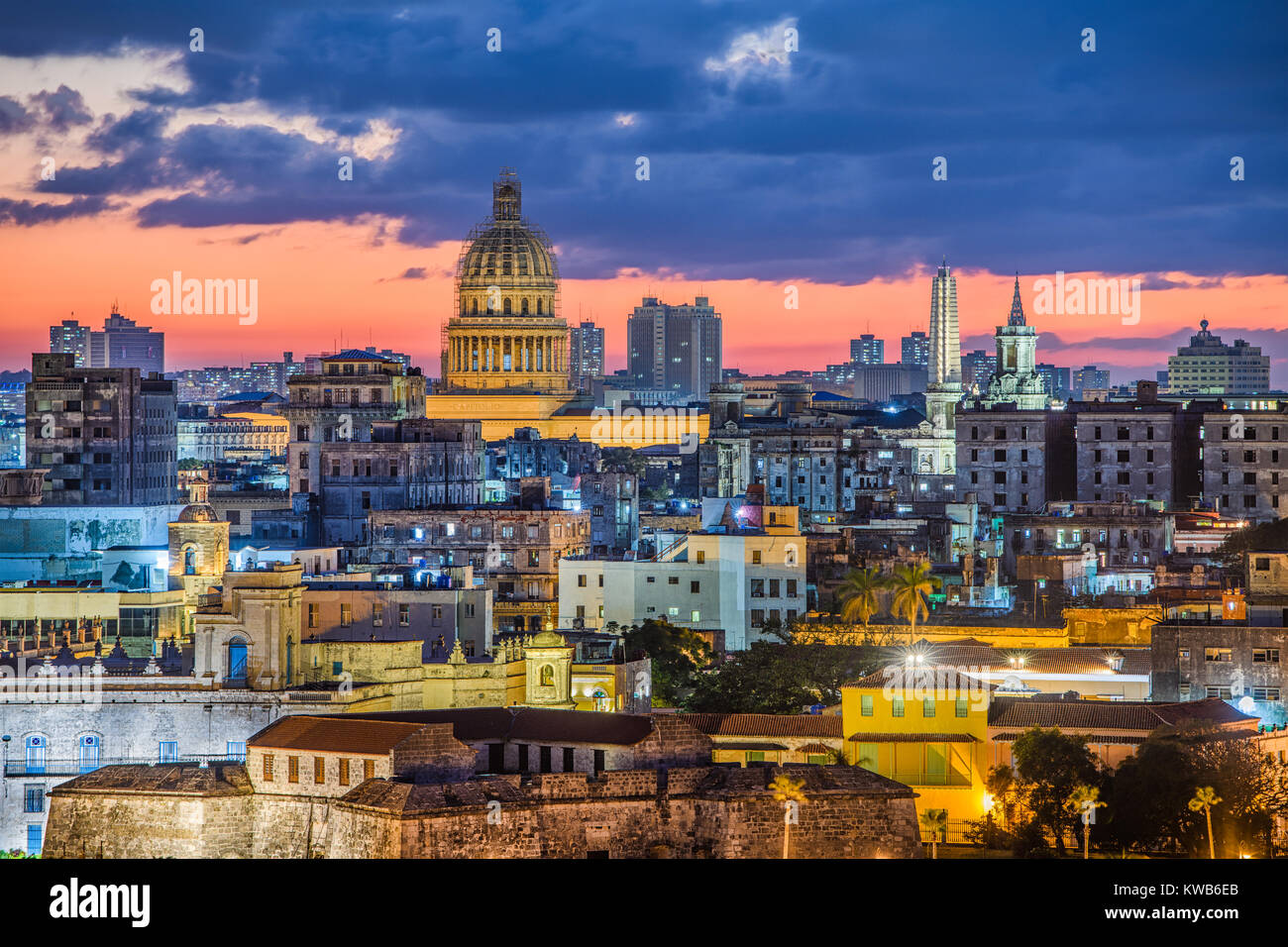 Havana, Cuba old town skyline. Stock Photo