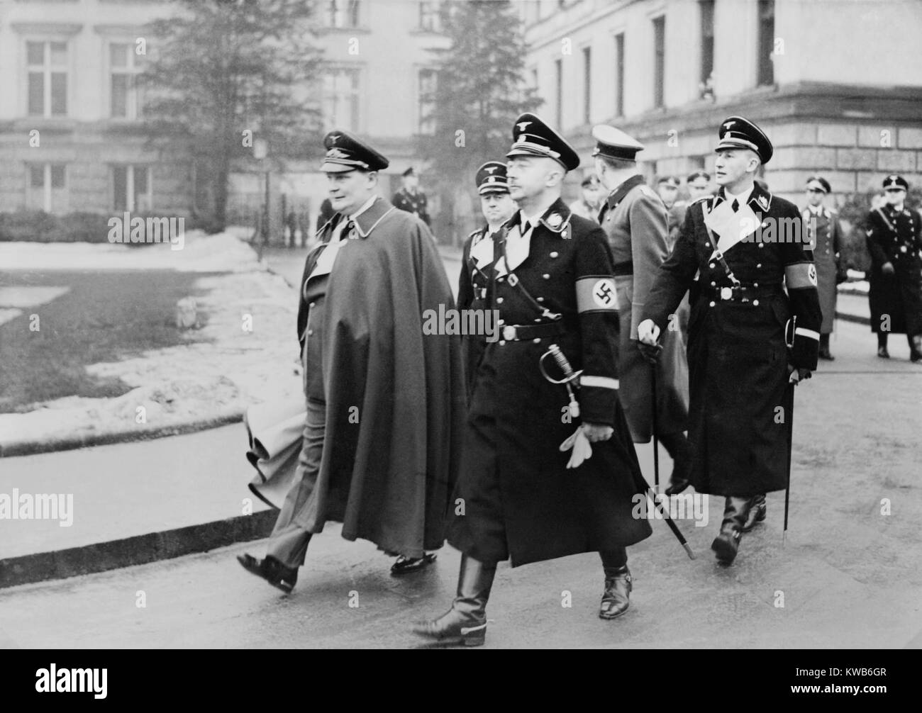 Hermann Goering, Heinrich Himmler, Reinhard Heydrich, at the Reich Air Force ministry. Berlin, Germany. Jan. 12, 1938, on Goering's 45th birthday. (BSLOC 2014 8 153) Stock Photo