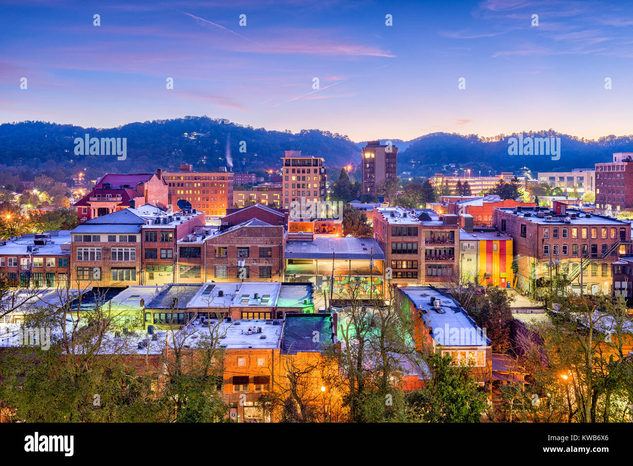 Asheville, North Carolina, USA downtown skyline. Stock Photo