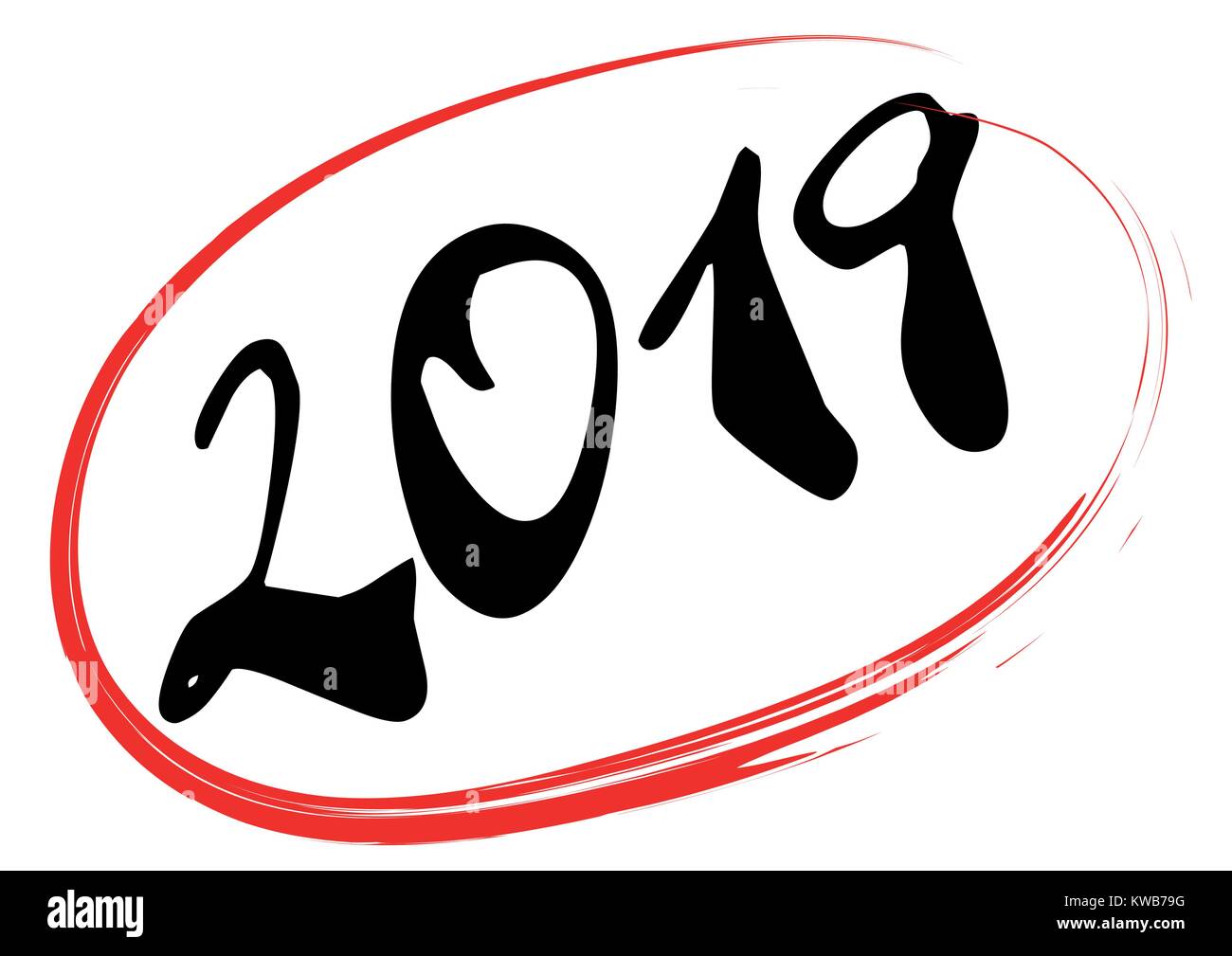 2019 in red ellipse Stock Vector