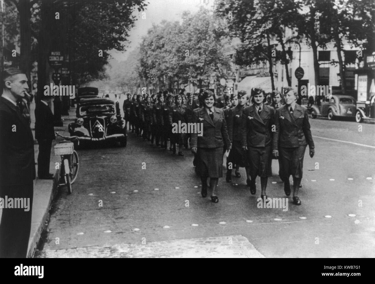 German women members of communications auxiliary in Paris during the Nazi occupation, Aug. 1940. World War 2. (BSLOC 2014 10 210) Stock Photo