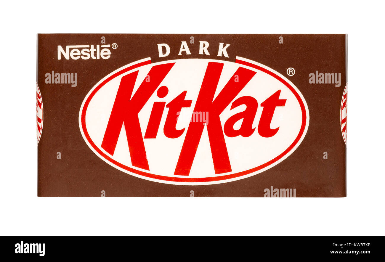 A cut out shot of a dark chocolate Kit Kat Stock Photo