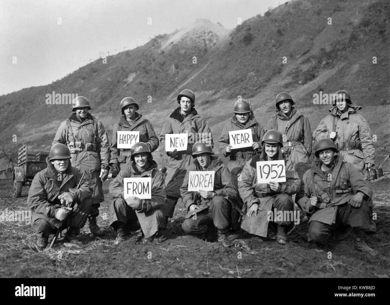 Us Infantrymen Along The Kumsong Front Wish Happy New Year To The