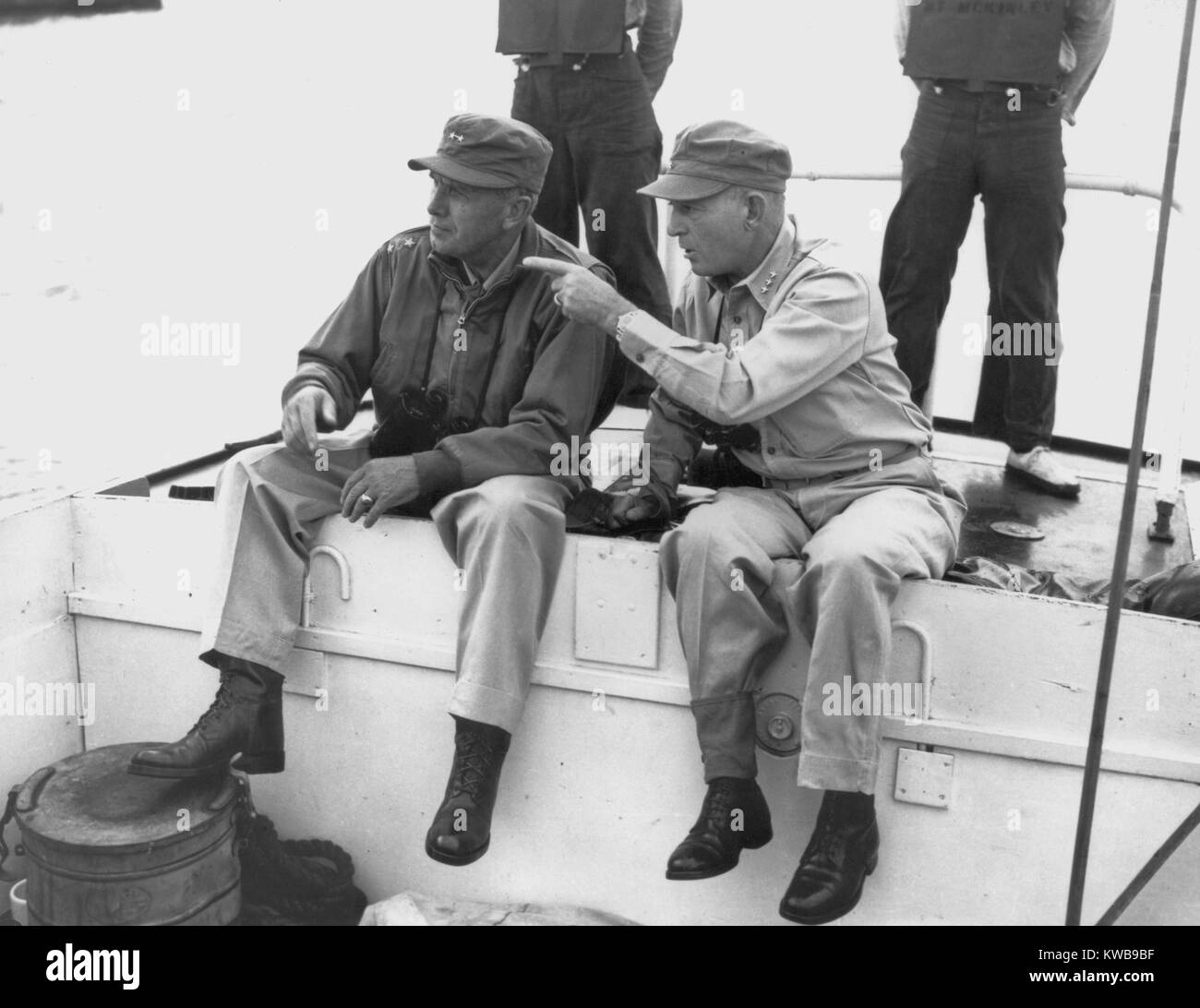 U.S. Commanders go ashore at Inchon, Korea, aboard a motor launch of the USS Mt. McKinley. LR