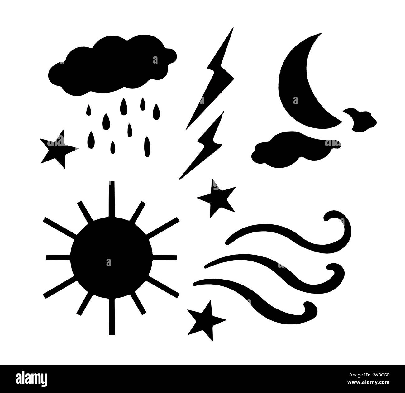 Weather stencil shapes on a white  background Stock Photo