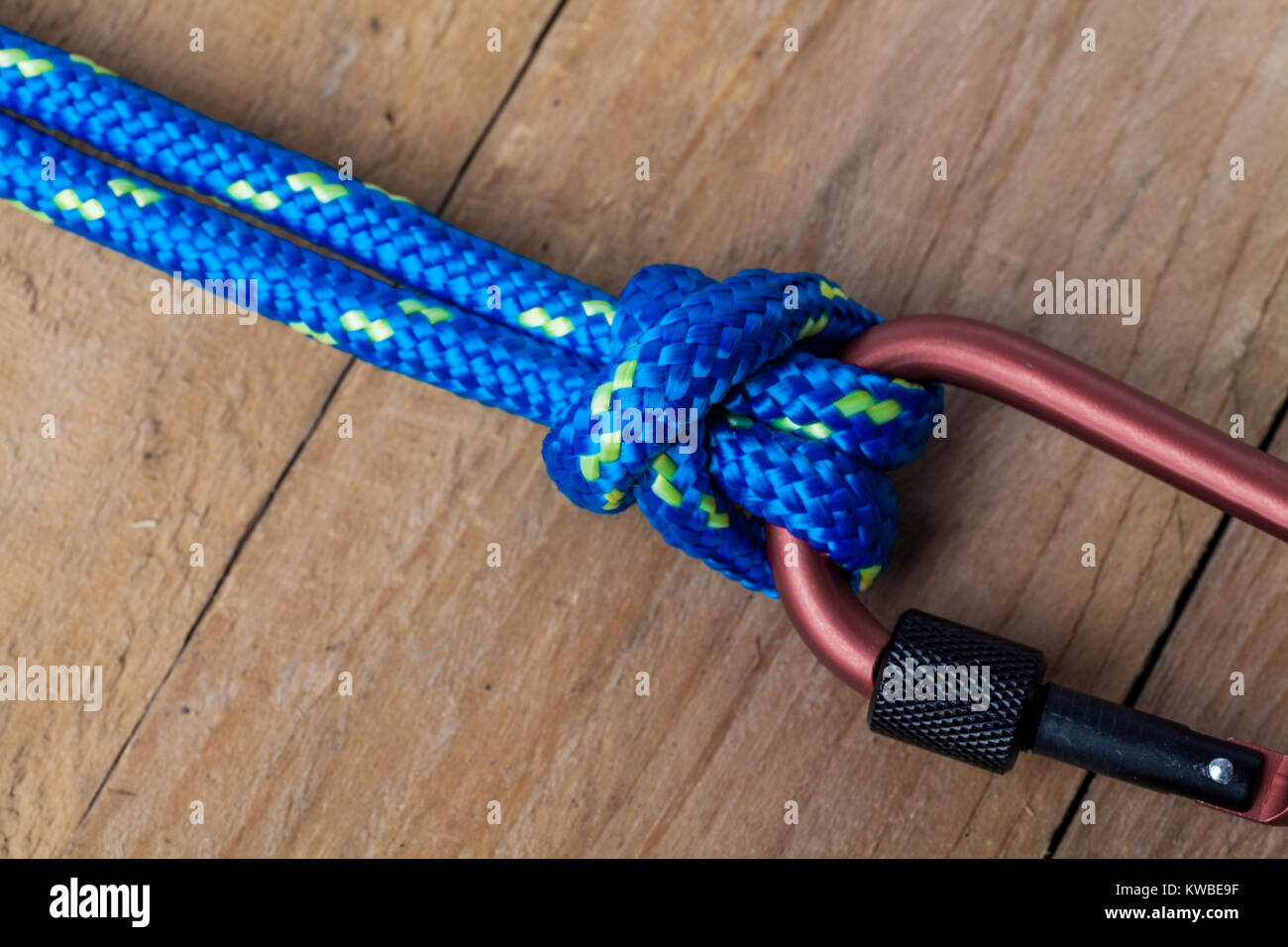 Bull Hitch Knot with Blue Rope on Carabiner Top View Stock Photo Alamy