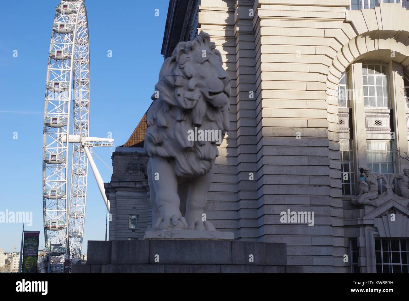 The London Eye and the South Bank Lion, City of Westminster, South Bank ...