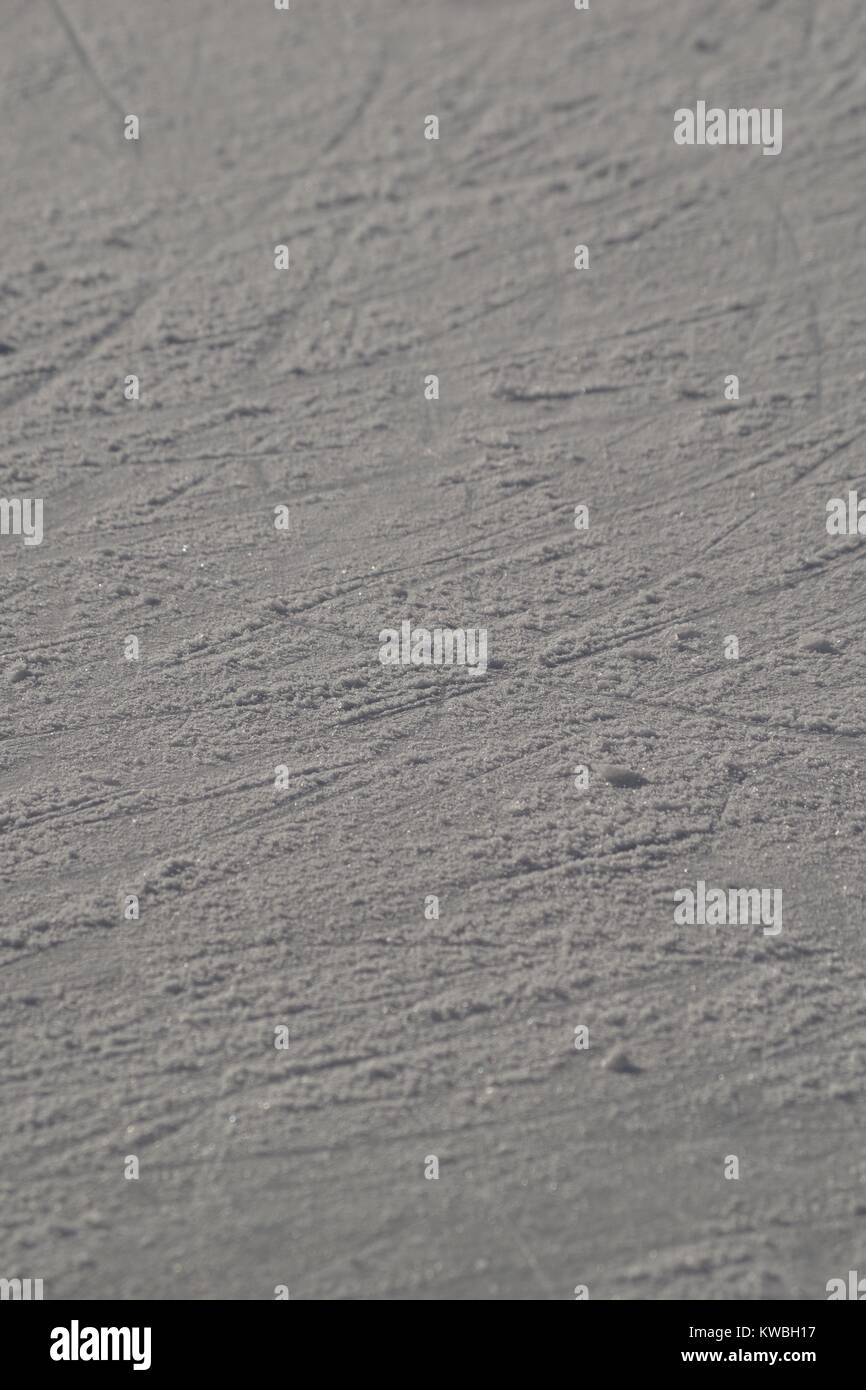 Ice Scating Rink Ice, Close Up Abstract Image of Ice Skate Blade Cut