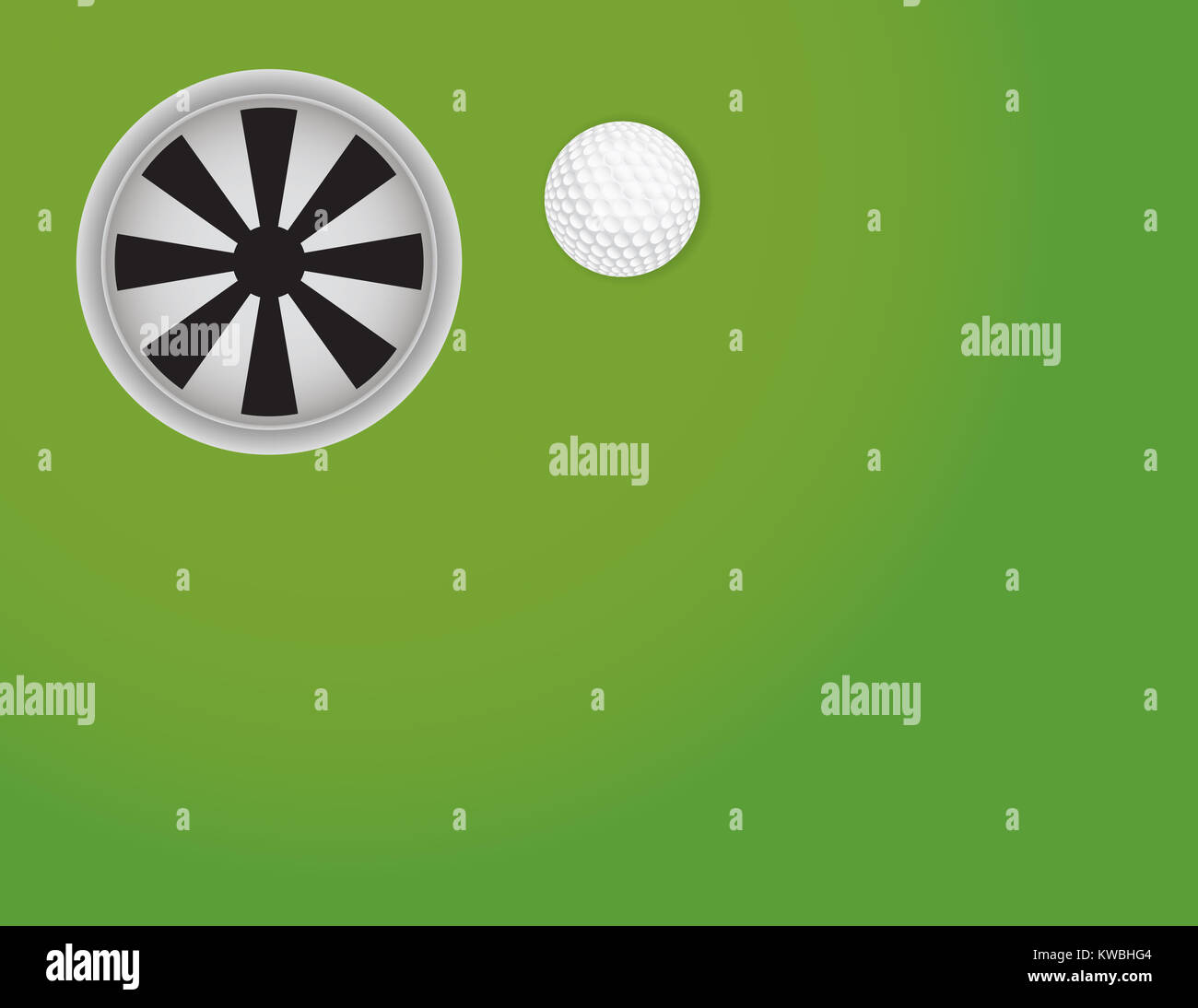A golf ball sitting in front of a golf hole cup on a putting green  background illustration. Vector EPS 10 available Stock Photo - Alamy