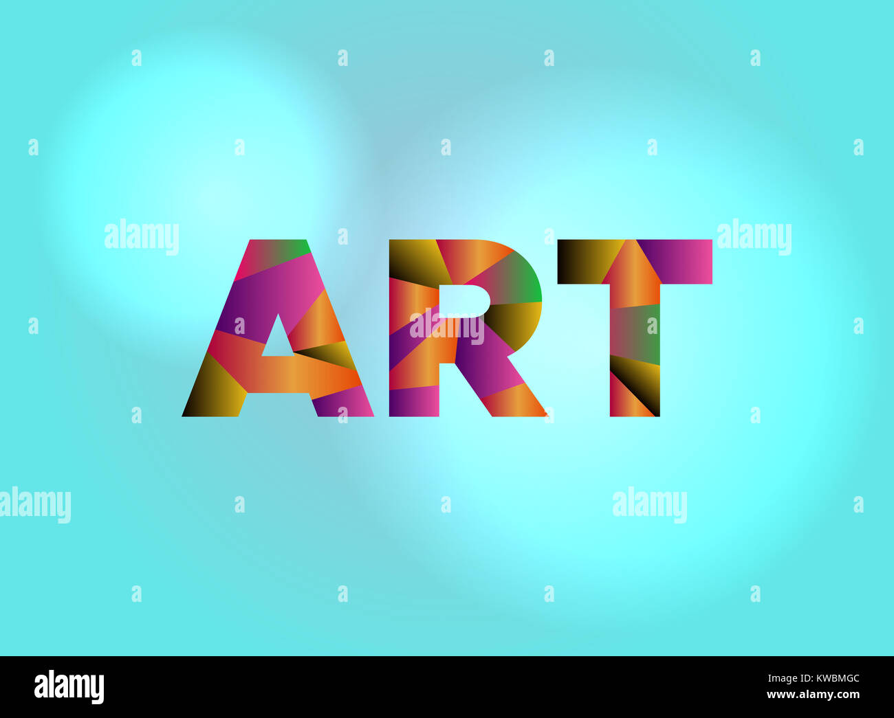 The word ART written in colorful fragmented word art on a vibrant background. Vector EPS 10