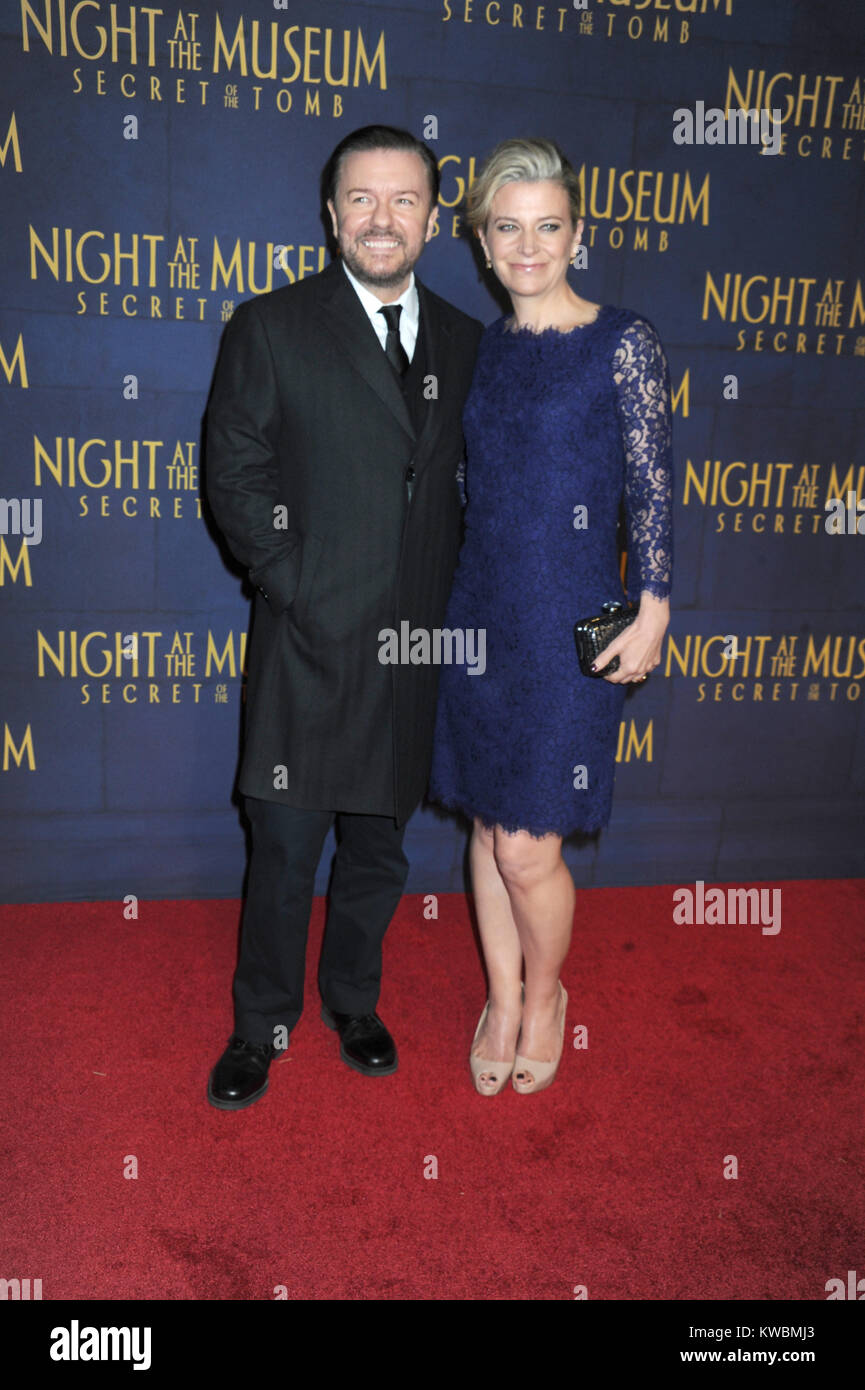 NEW YORK, NY DECEMBER 11 Ricky Gervais, Jane Fallon attends the