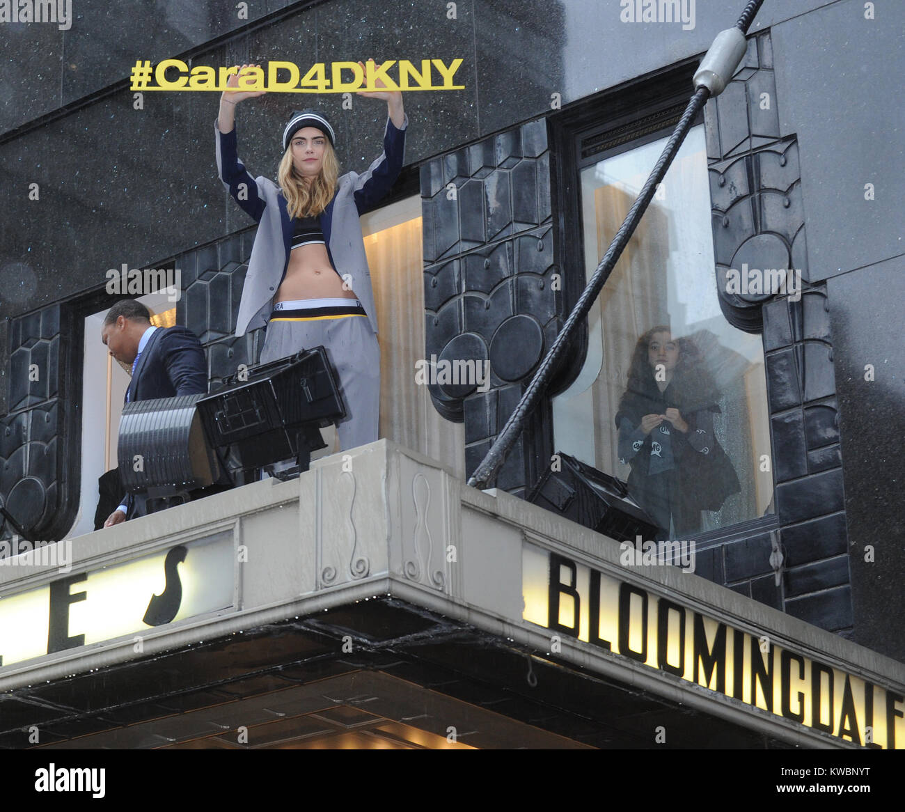 NEW YORK, NY - OCTOBER 11: Model Cara Delevingne for DKNY launch at Bloomingdale's 59th Street on October 11, 2014 in New York City.    People:  Cara Delevingne Stock Photo