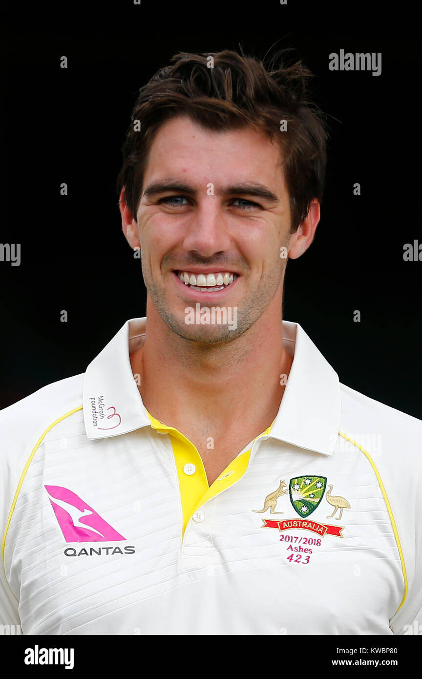 Australia's Ashton Agar and Pat Cummins pose for a photo during a nets