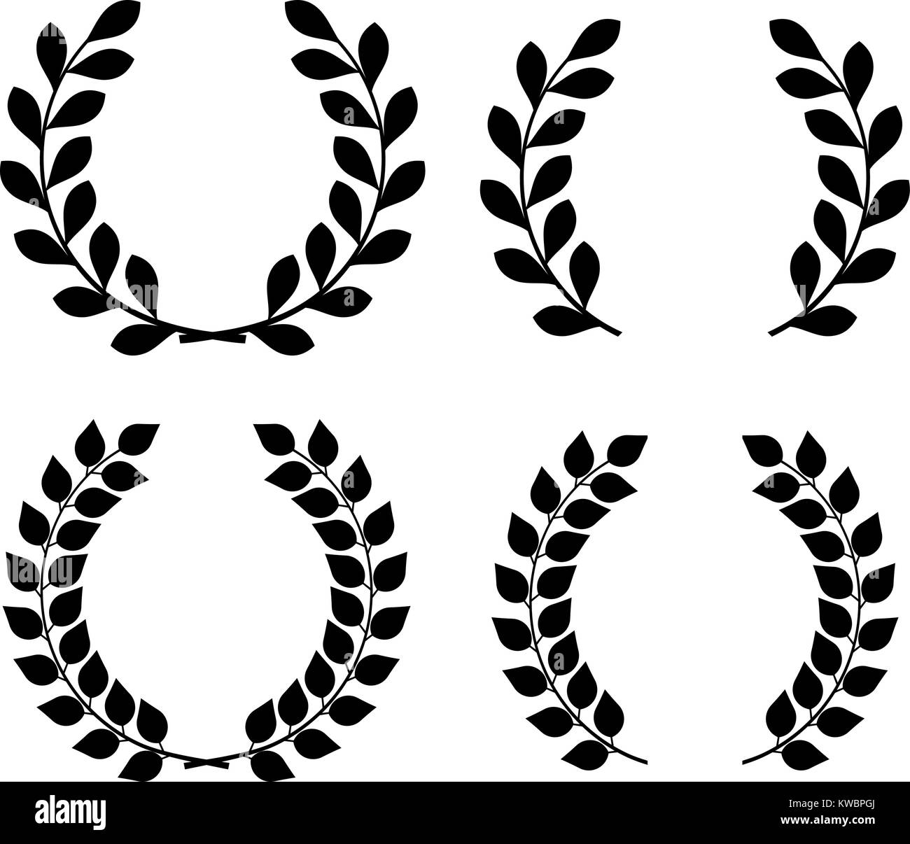 Set of 4 vector isolated laurel and olive wreaths Stock Vector Image