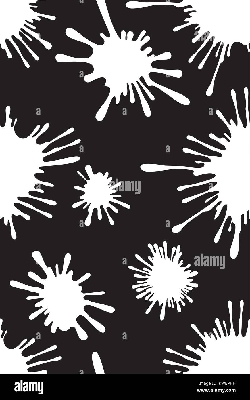 Black and white seamless pattern whit paint blot drops for your design
