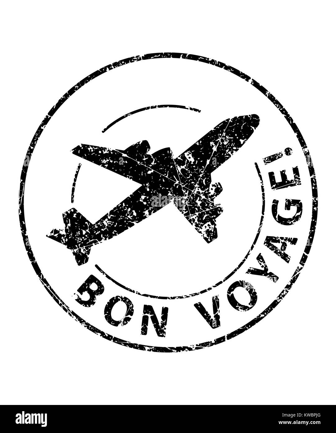 Bon voyage black rubber stamp with silhouette of airplane Stock Vector