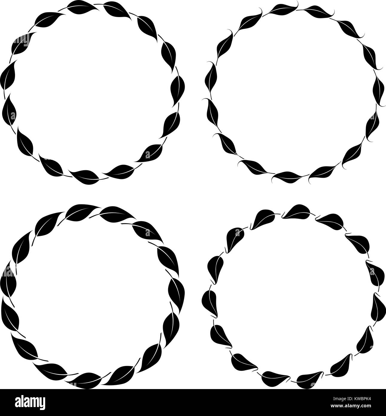 Set of four round floral frames with leaves Stock Vector Image & Art ...
