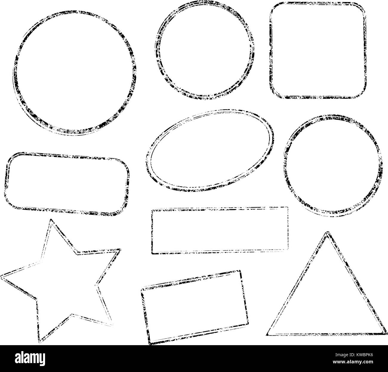 Set of ten grunge black vector templates for rubber stamps Stock Vector ...