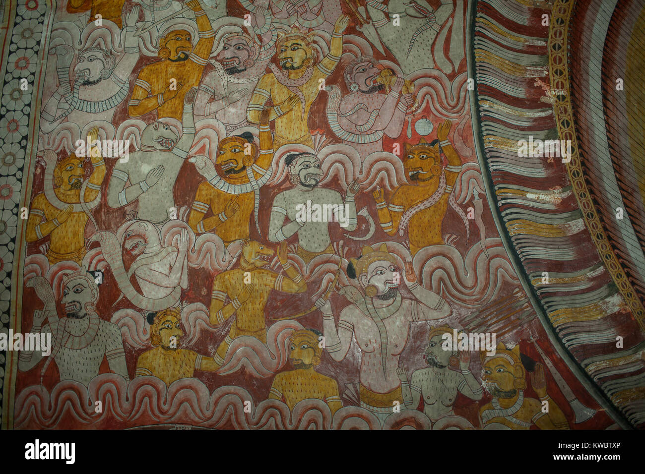 Murals, Dambulla Cave Temple, UNESCO, World Heritage Site, Sri Lanka, Asia Stock Photo