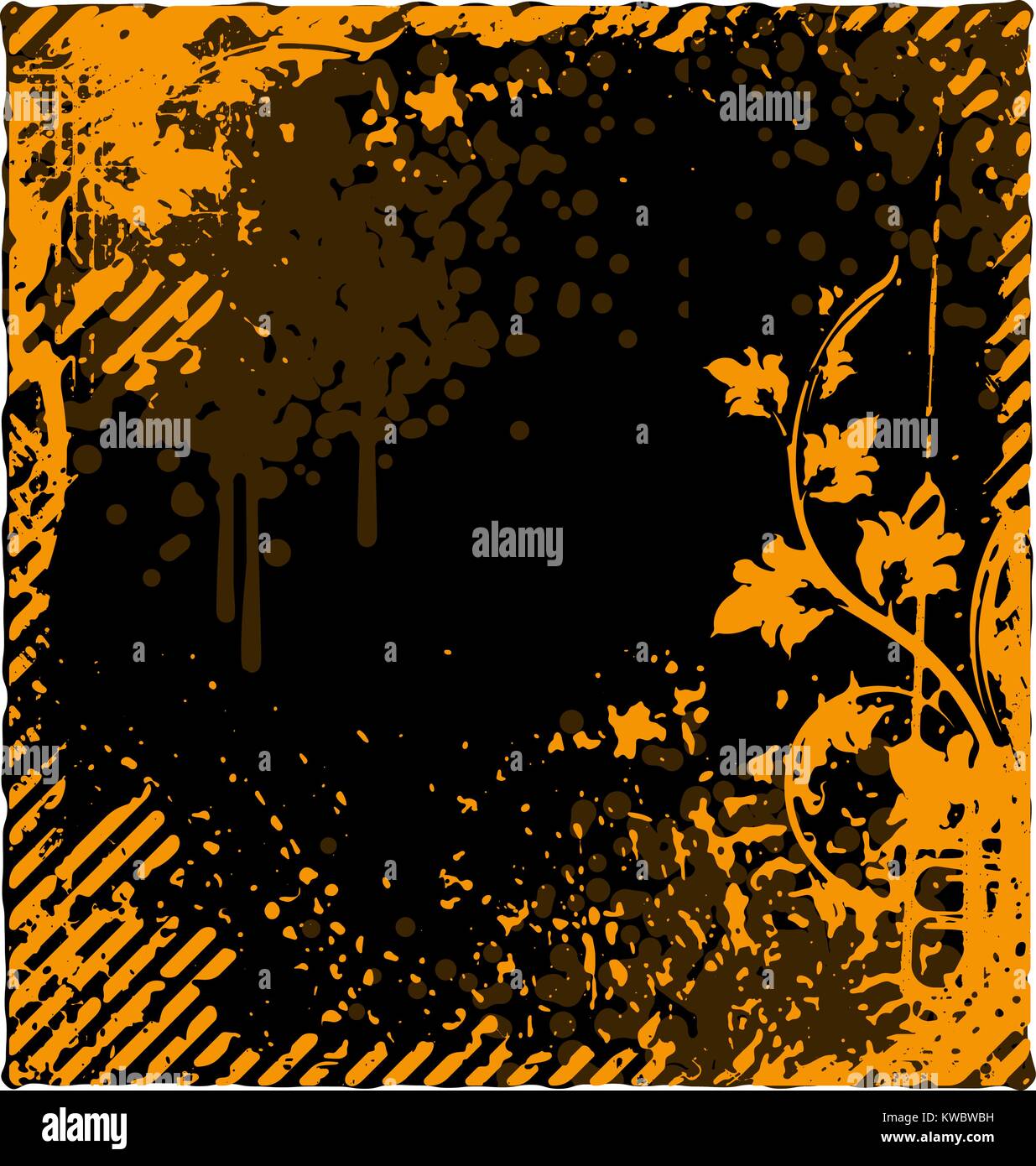 Vector floral frame background in grunge style for your design Stock ...