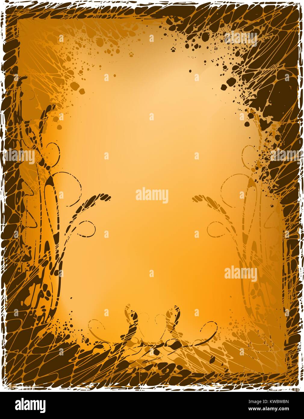 Vector floral frame background in grunge style for your design Stock ...