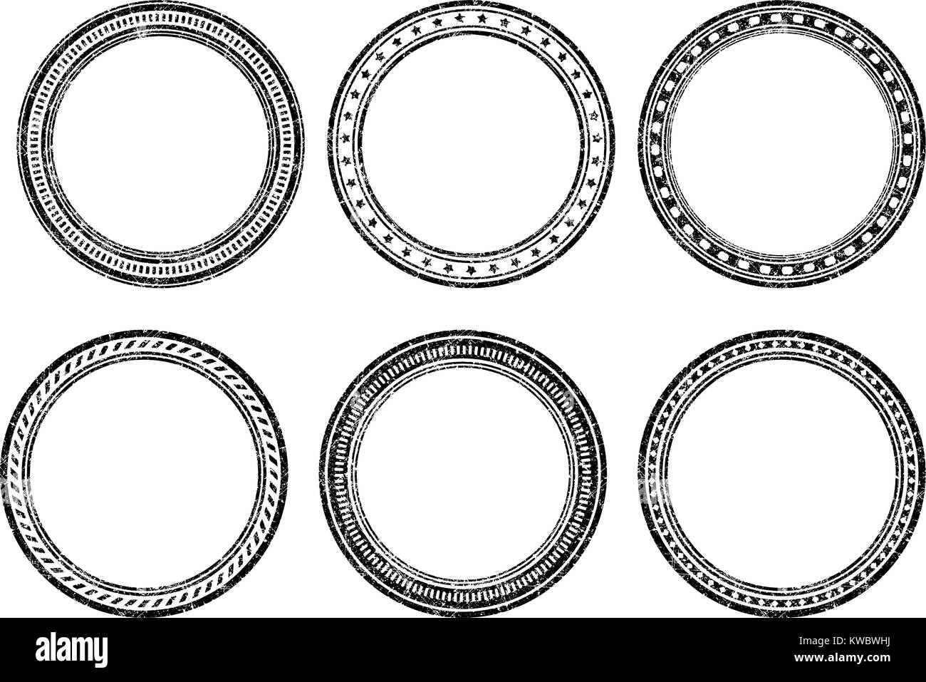Set of six grunge vector templates for rubber stamps Stock Vector Image ...