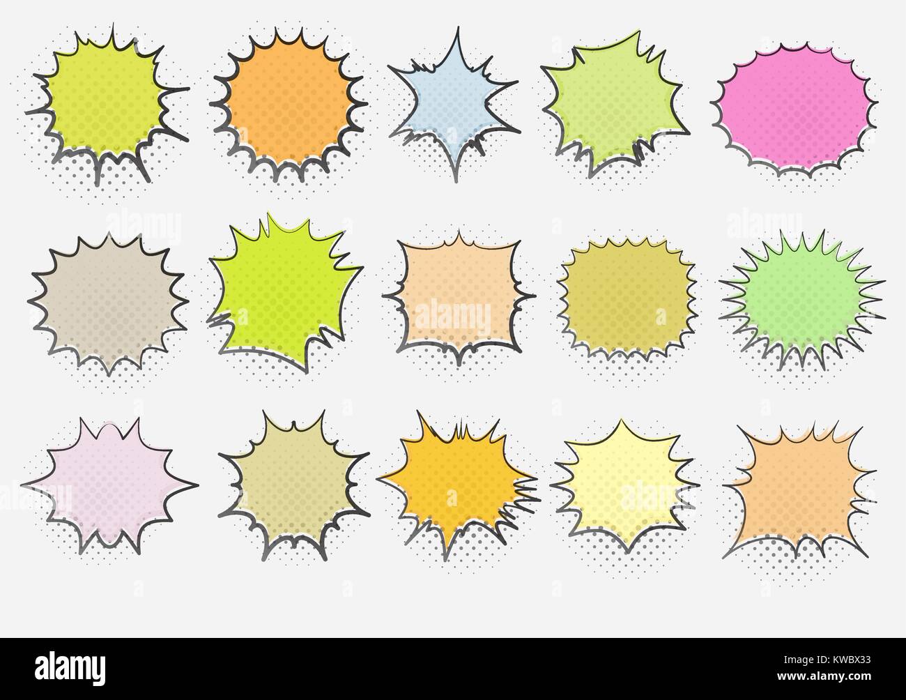 Set of 15 templates colorful speech bubbles in pop art style. Elements ...