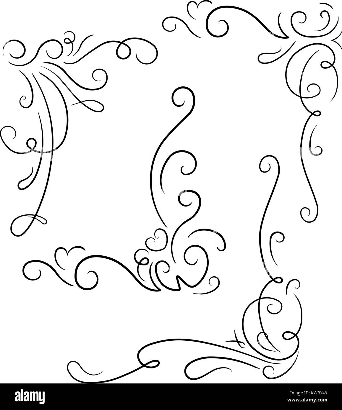 Set of 4 ornamental decorative floral corners. Vector illustration for