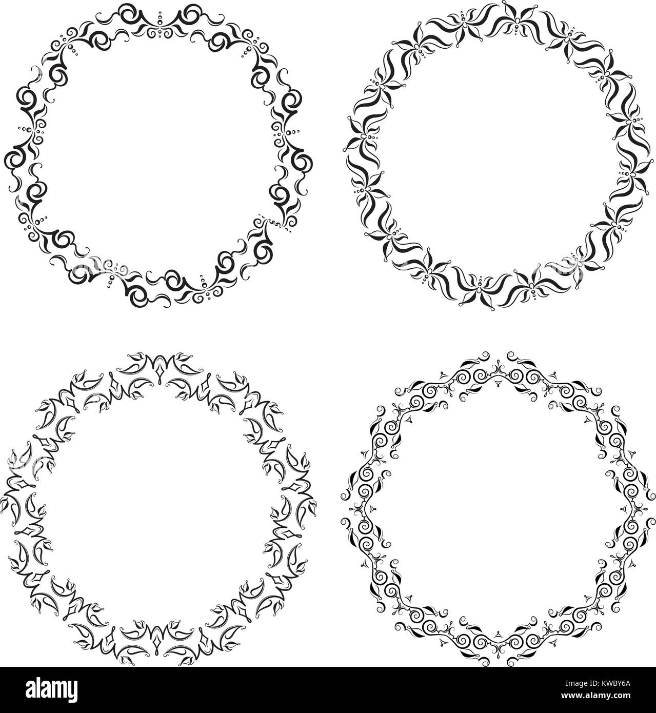 Set of 4 decorative vector round frames Stock Vector Image & Art Alamy