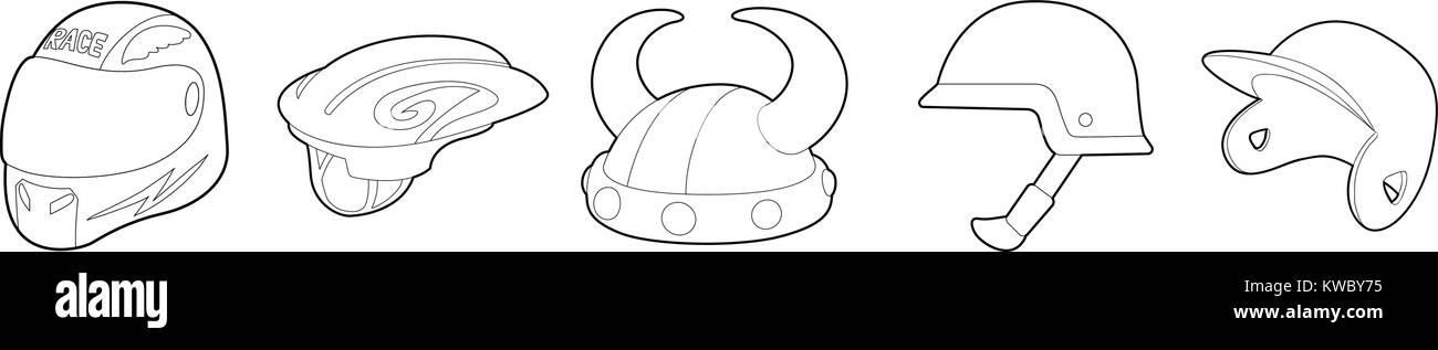 Helmet icon set, outline style Stock Vector Image & Art - Alamy