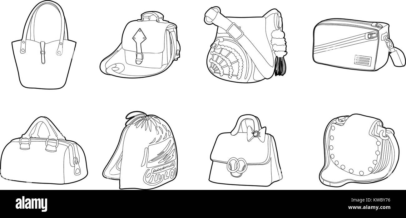 Bag icon set, outline style Stock Vector Image & Art - Alamy