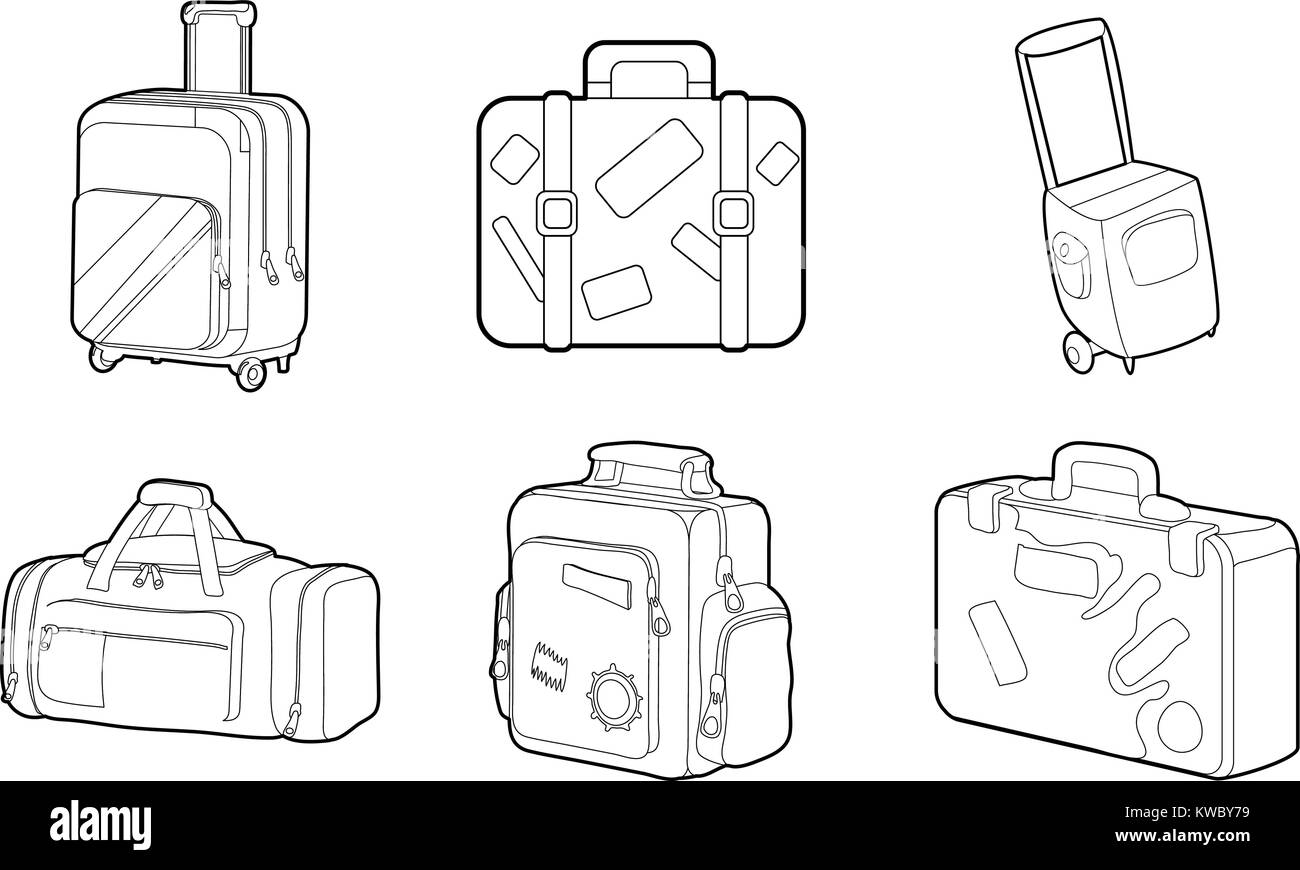 Travel bag icon set, outline style Stock Vector Image & Art Alamy