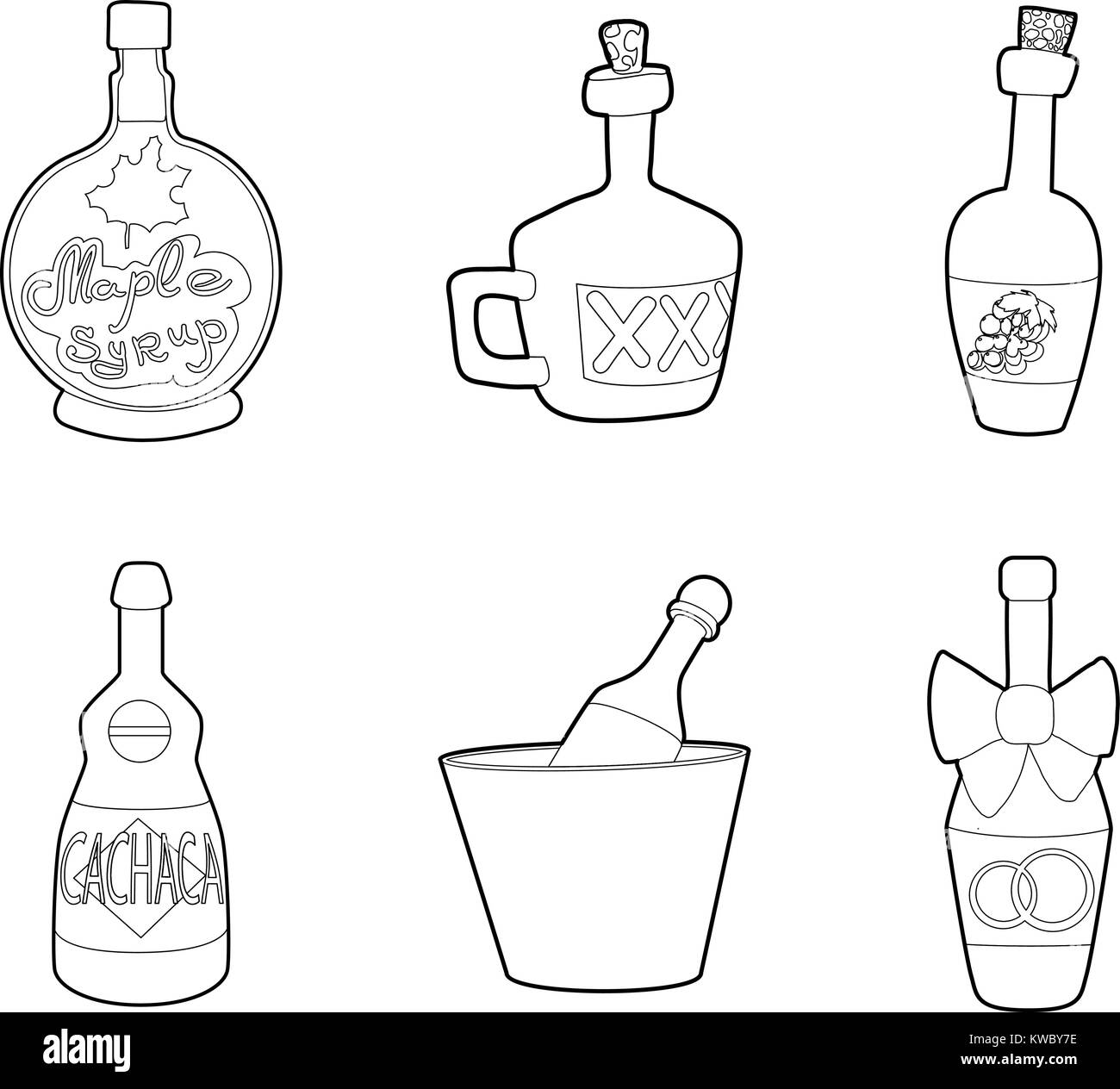 Bottle of alcohol icon set, outline style Stock Vector Image & Art - Alamy