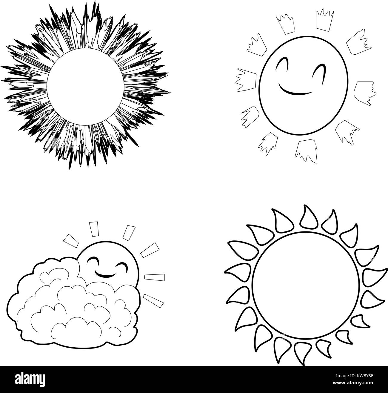 Sun icon set, outline style Stock Vector Image & Art - Alamy