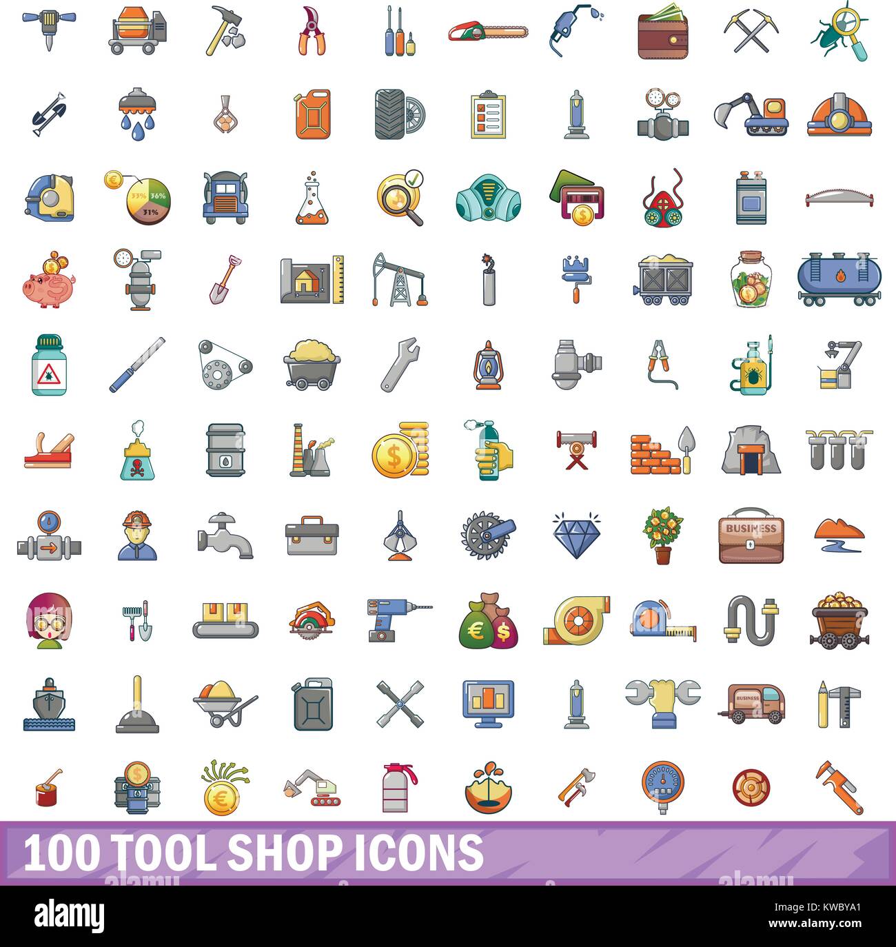 100 tool shop icons set, cartoon style Stock Vector Image & Art - Alamy