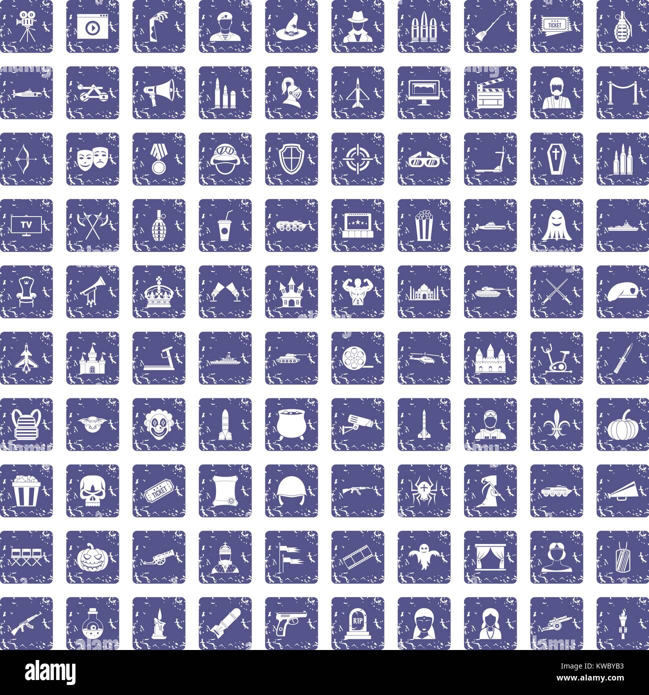 100 film icons set grunge sapphire Stock Vector Image & Art - Alamy