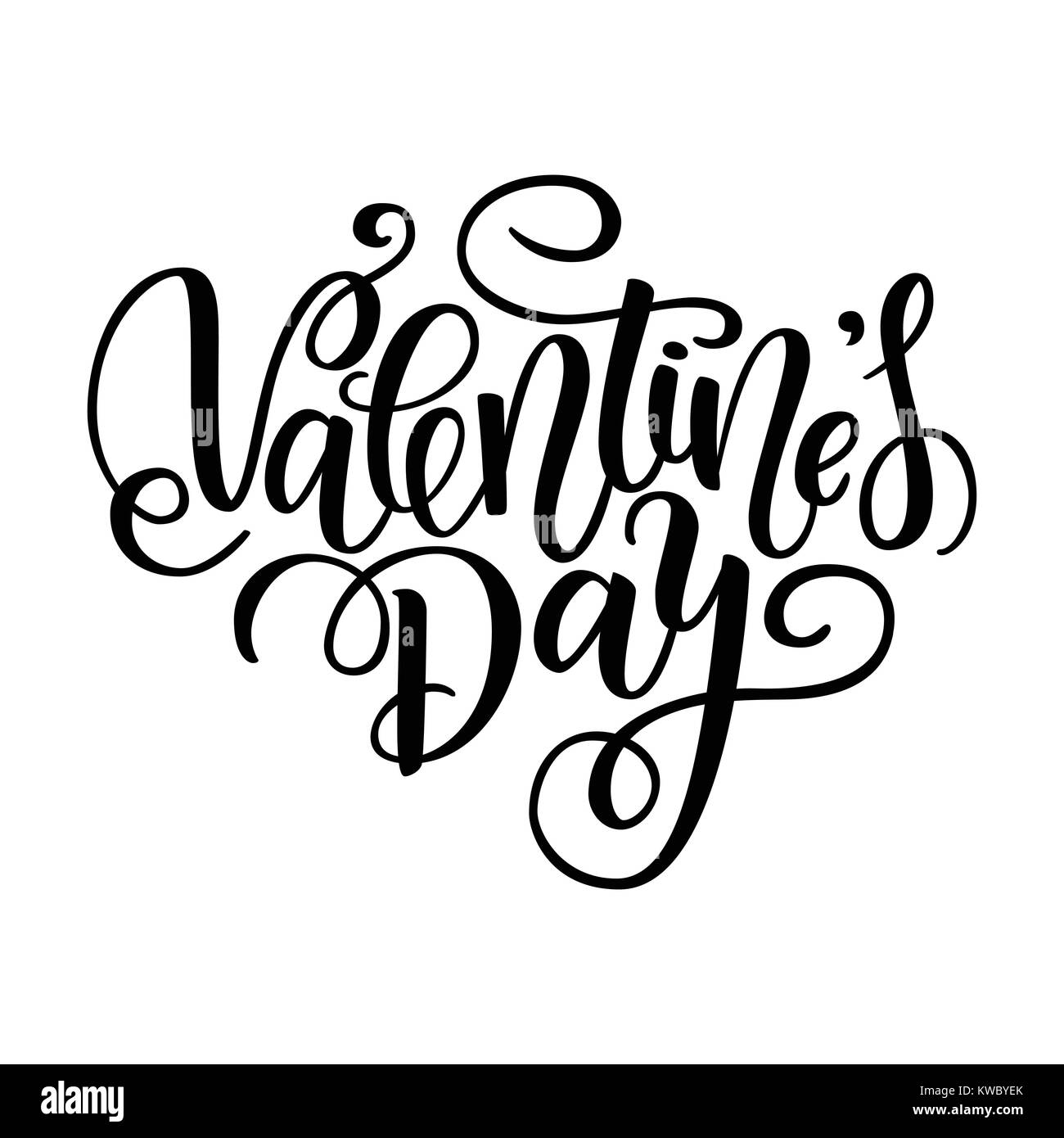 Happy Valentine's day vector card. Greeting Card to Day of Saint Valentine. Vector illustration isolated on white. Cute hand-written brush lettering. 14 february post card Stock Vector