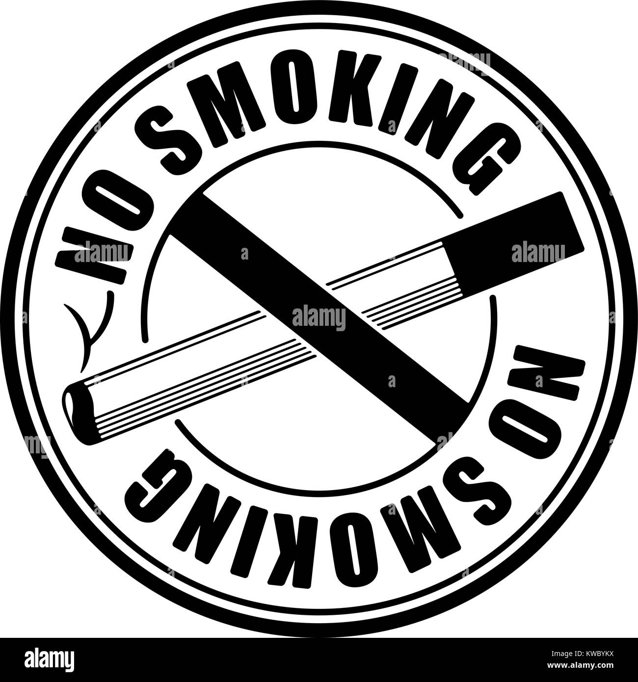 No smoking black round sign with crossed cigarette Stock Vector