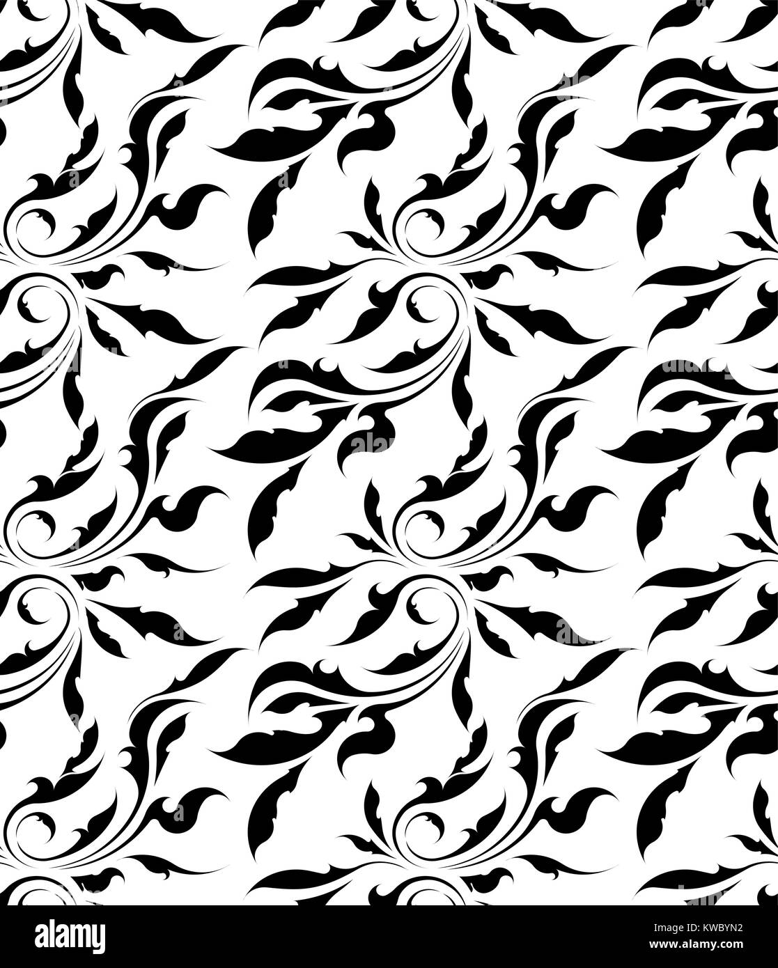 Vector black and white seamless floral pattern Stock Vector Image & Art ...