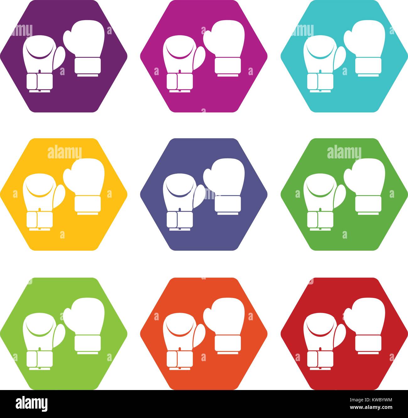 Boxing gloves icon set color hexahedron Stock Vector Image & Art - Alamy